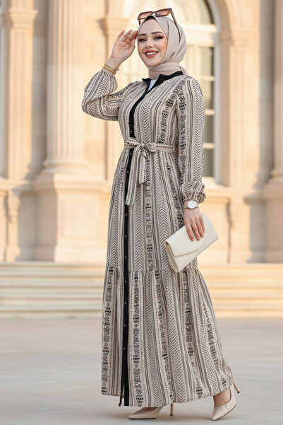 Neva Style Patterned Mink Hijab Dress 23921V