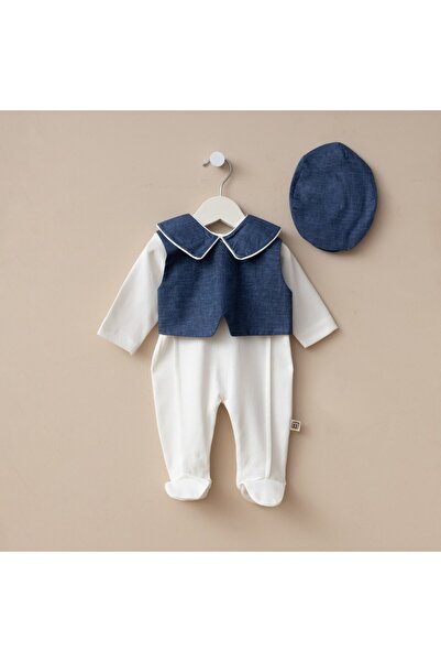 Minimus Newborn Baby Boy Special Occasion Romper Set with Hat, Cotton, Vest Set 3-Piece Hospital Discharge Set