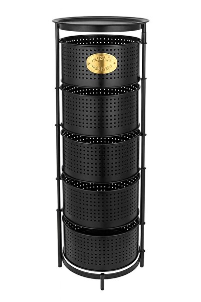 EMFA HOME Siyah 5 Katlı Katlanabilir Paslanmaz Çelik Sebzelik Raf – Açılır Ka...