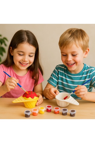 ODMUD CERAMİC Hediyelik Kendin Boya Dondurma Kasesi Boyama Seti