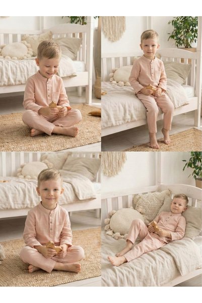 ALVİSTA 100% Cotton Muslin Boys' Shirt Set