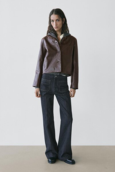 Massimo Dutti Crop napa deri ceket