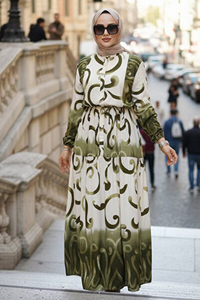 Neva Style Сукня з хакі візерунком - 10208HK