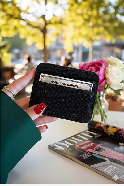 mlio حامل بطاقات أسود لامع حامل بطاقات جلدي مستورد