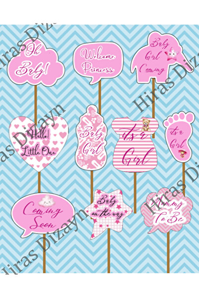 Hiras Dizayn Set de baloane de vorbire pentru petrecerea de gen pentru fetiță, pentru baby shower, cupcake, tort, scobitoare