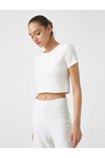 Koton Дамска тениска в цвят екрю 1KAK13513EK