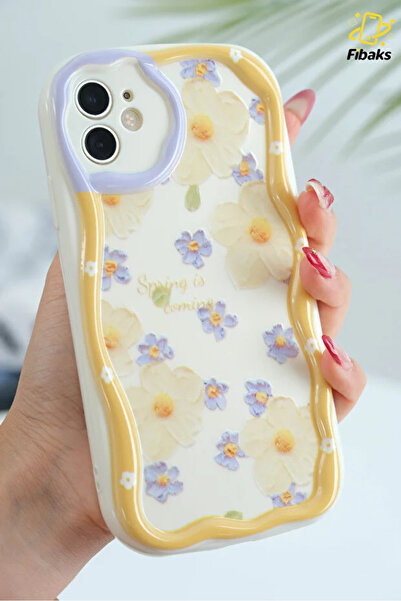 Fibaks Apple iPhone 16 Kılıf Tasarımlı Desenli Kamera Korumalı Papatya Çiçek Renkli Silikon Kapak