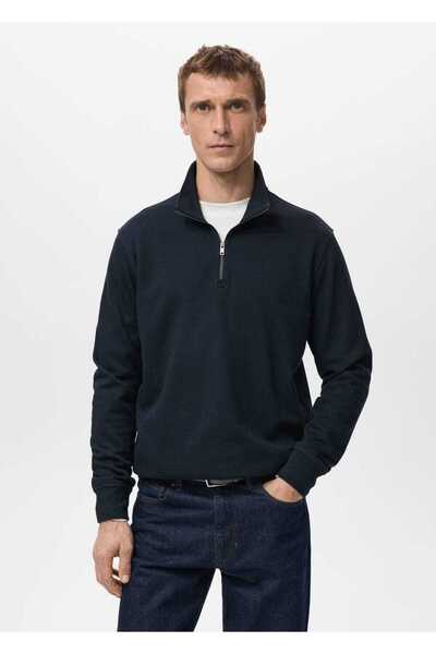 MANGO Man Regular kesim fermuarlı yaka sweatshirt