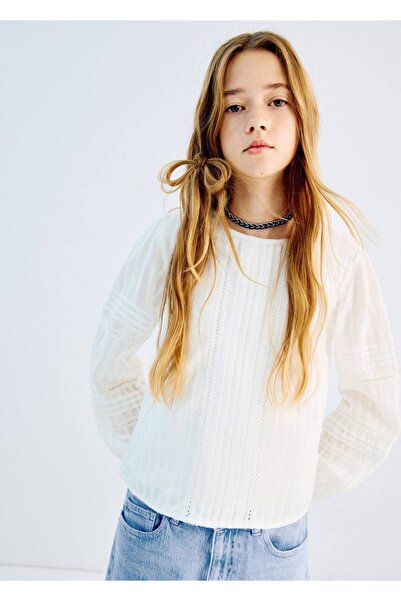 MANGO Kids İşlemeli pamuklu bluz