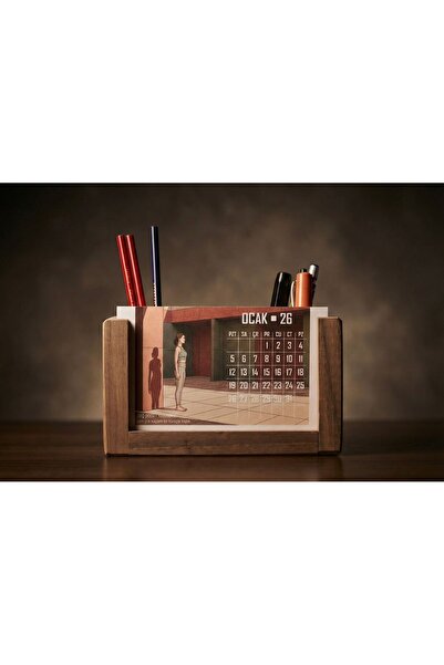 KAVSA Yoga Temalı Takvimli Ahşap Kalemlik