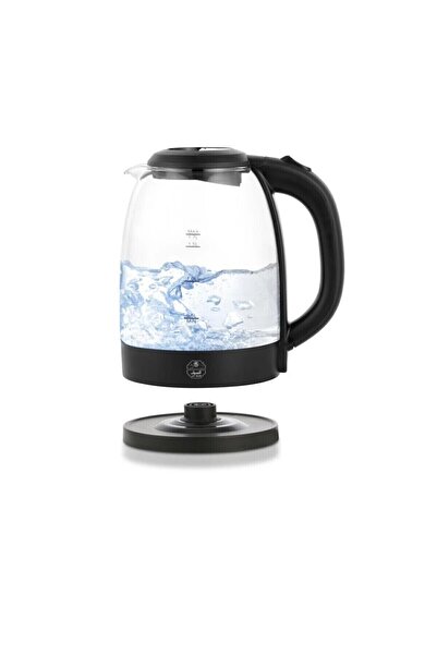 ALSAIF Electric Kettle Made With Glass With Indoor Lighting When Boiling Water, 1.7l, 2200w, Black