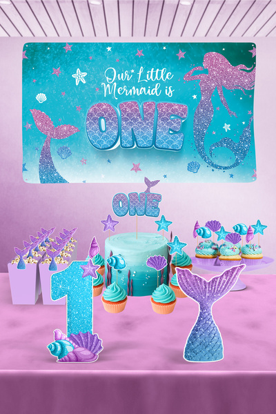 Hey Parti Set de petrecere pentru prima aniversare cu tematică sirenă - Conce...