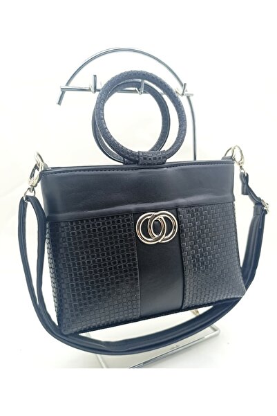 MAC&MOS Μαύρη γυναικεία τσάντα ώμου με λεπτομέρεια με ζώνη