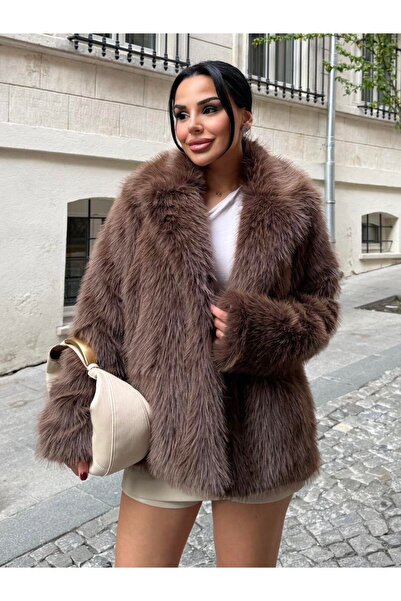 RFK Butik Γυναικείο μαλακό γούνινο παλτό Lolita - Καφέ