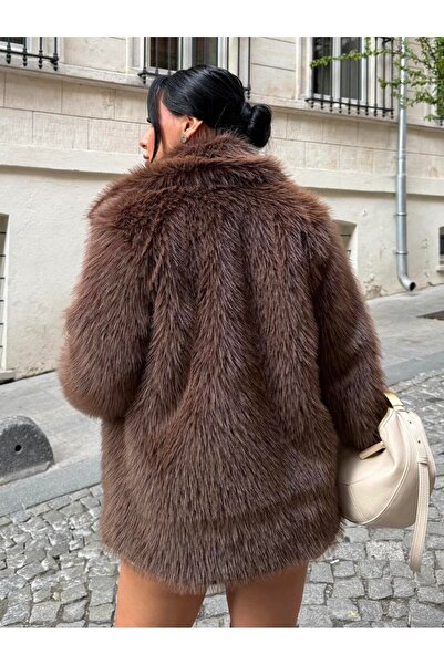 RFK Butik Γυναικείο μαλακό γούνινο παλτό Lolita - Καφέ