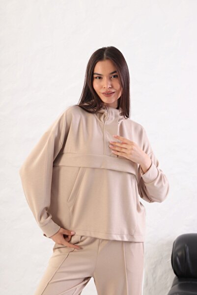 YusGos Women's Comfortable Fit Long Sleeve Half Zipper Modal Fabric Kangaroo ...