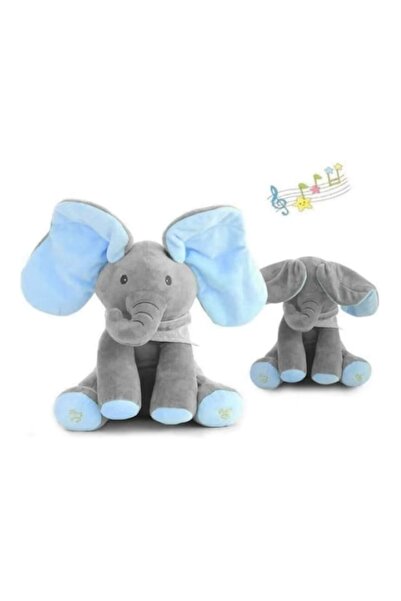 EMATTEIRO Jucărie Interactivă Elefant Peek-a-Boo, Vorbește, Cântă, se Ascunde și Mișcă Urechile, Albastru