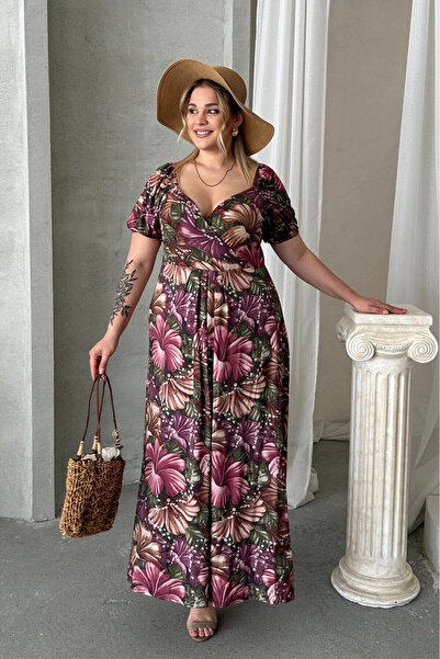 Stil Diva Μακρύ φόρεμα με κοντό μανίκι Princess γιακά με λουλούδια 74-80