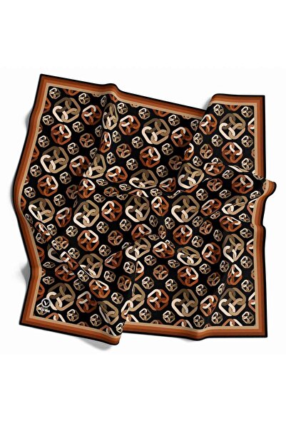 VİOLLA سلسلة كريستال مزخرفة بنمط مربعات بلون تابا مقاس 90x90 وشاح (لا يحتوي على حرير) شكل خياطة الحافة مخيط يدويًا