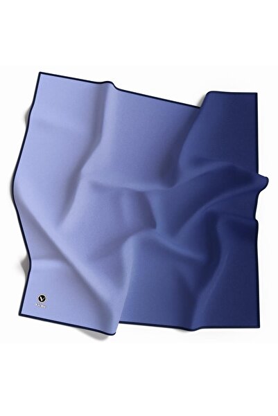 VİOLLA Kristal Degrade Desenli İndigo Renkli 90x90 Eşarp (İpek İçermez) Kenar...