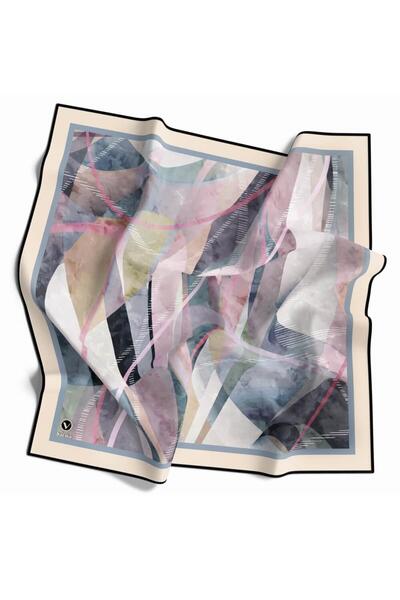 VİOLLA Kristal Geometrik Desenli Koyu Mint Yeşili Renkli 90x90 Eşarp (İpek İç...