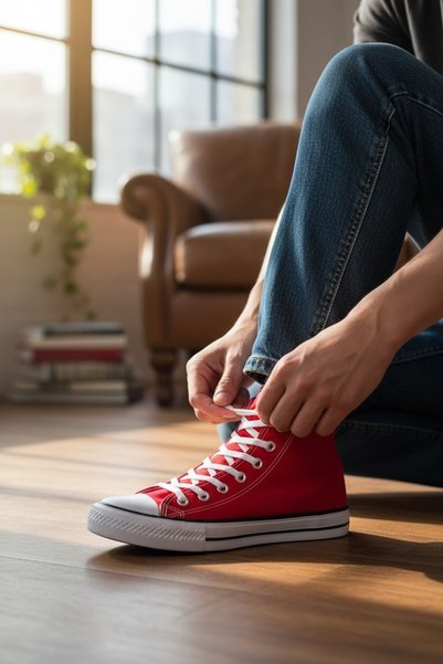 Lideral Red Unisex Model Comfortable Linen High Top Sneaker Convers Casual Sports Shoes