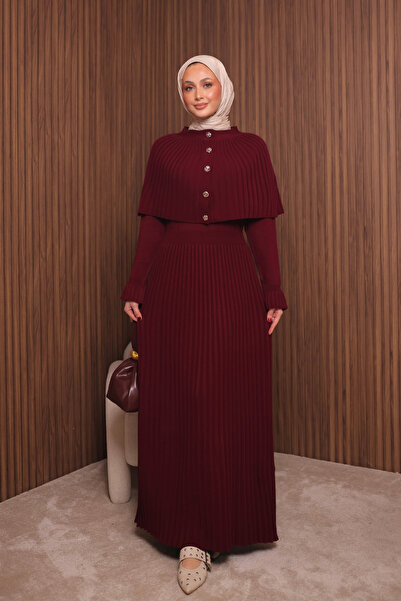 Mogi Butik Women's Tight Knitted Cape Sweater Hijab Dress Std Size 3139