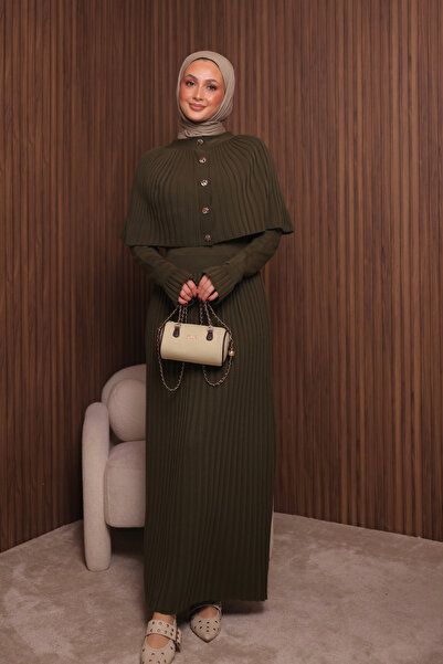 Mogi Butik Women's Tight Knitted Cape Sweater Hijab Dress Std Size 3139