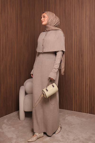 Mogi Butik Women's Tight Knitted Cape Sweater Hijab Dress Std Size 3139