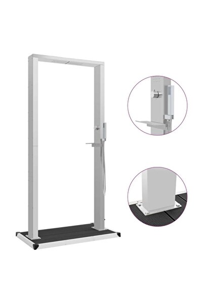 vidaxl دش خارجي مع صينية من الفولاذ المقاوم للصدأ WPC