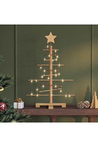 vidaxl شجرة عيد الميلاد الخشبية مع حامل بني 75 سم من الخيزران