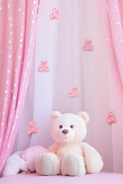 Artikel Ayıcık 6 Adet Çocuk Odası Perde Süsü, Broş Aksesuar, Hediye Paketi Sü...