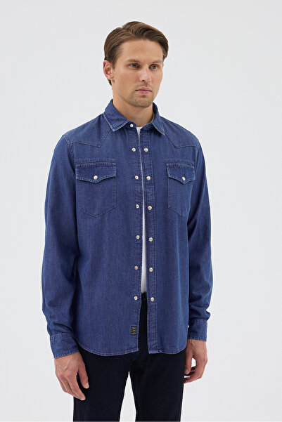 Paşahan Τζιν πουκάμισο με διπλή τσέπη