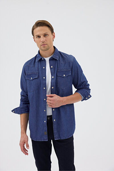 Paşahan Τζιν πουκάμισο με διπλή τσέπη