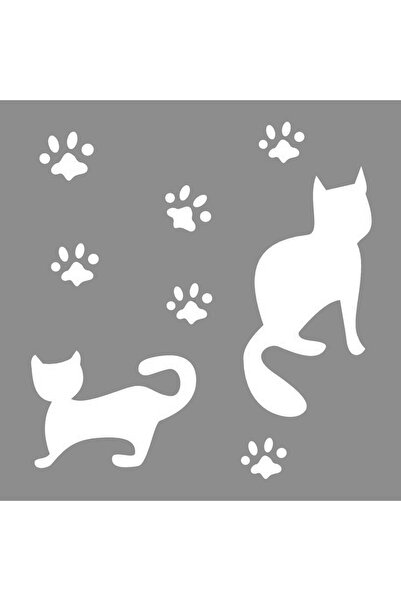 Artikel Kedi Ve Pati Izleri Stencil Boyama Şablonu 30x30 Cm, Duvar Stencil, F...