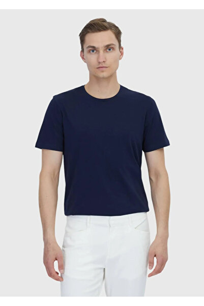 Ramsey Navy Blue Plain Crew Neck 100% Cotton T-Shirt