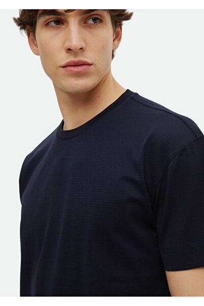 Ramsey Μπλουζάκι με λαιμόκοψη Navy Blue ριγέ 100% βαμβάκι