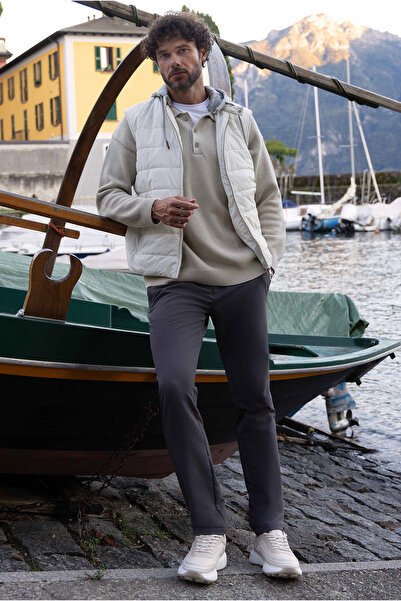 Kiğılı Slim Fit Elastic Waist Lace-Up Lycra Chino/Canvas Trousers