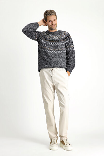 Kiğılı بنطال جوجر ذو قصة عادية قماش قابل للتمدد برباط مطاطي عند الخصر