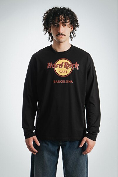 UKHWD SUPPLY Hard Rock Cafe Barcelona Men's Black Long Sleeve T-Shirt