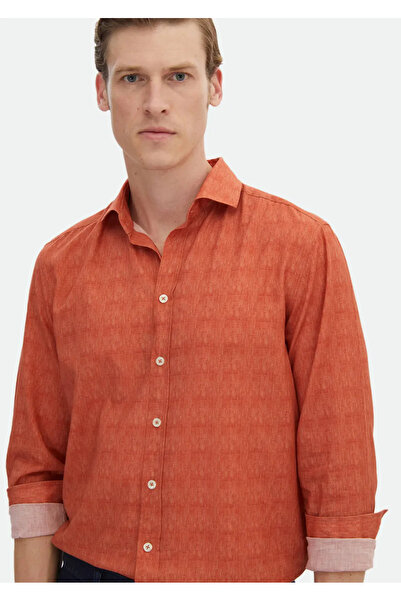 Ramsey Orange Printed - 100% Cotton Regular Fit Casual Shirt