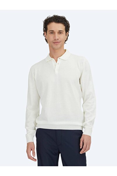 Kip Πλεκτό πουλόβερ με λαιμόκοψη πόλο εκρού