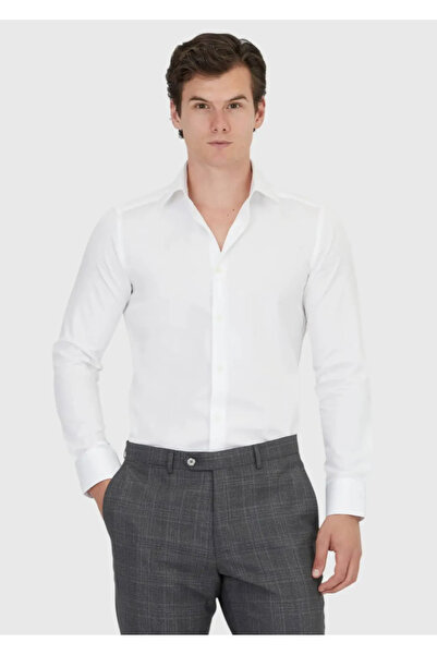 Ramsey White Plain Slim Fit Woven Classic 100% Cotton Shirt