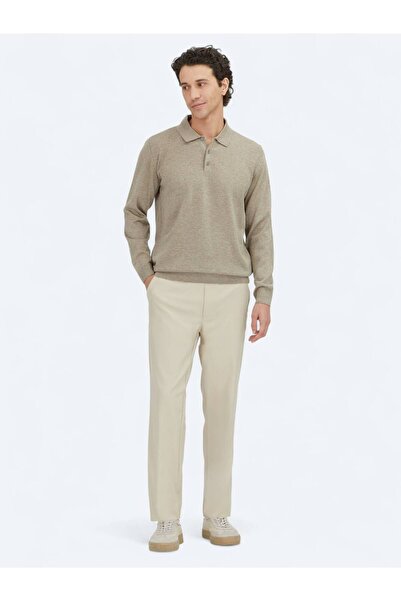 Kip Бежевий светр з поло-комірцем, прямий в'язка