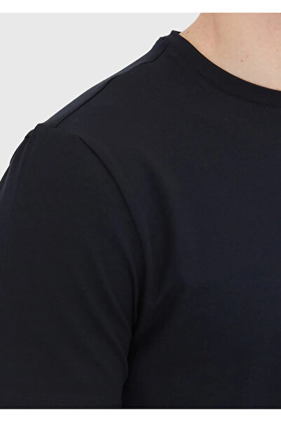 Ramsey Black Plain Crew Neck Cotton Blended T-Shirt