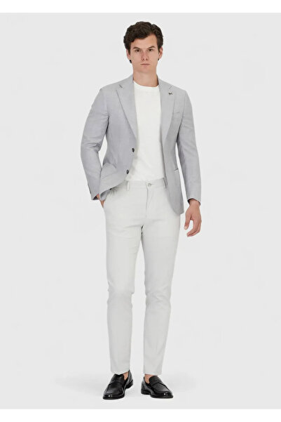 Ramsey Light Gray Plain Zeroweight Slim Fit 100% Wool Coat