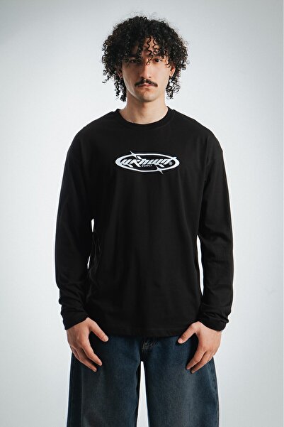 UKHWD SUPPLY Y2K Black Long Sleeve Oversized Men's T-Shirt