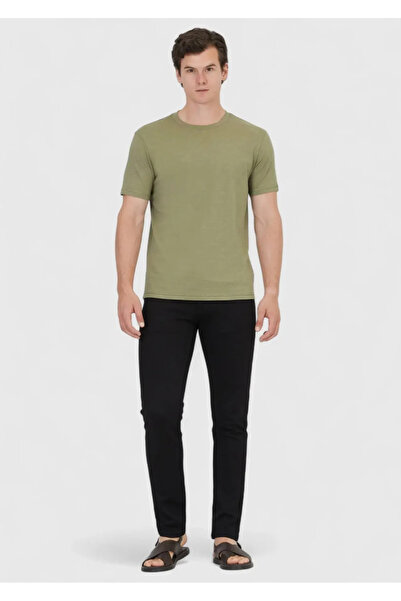 Ramsey Khaki Plain Crew Neck 100% Cotton T-Shirt