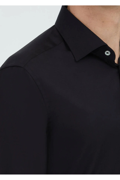 Ramsey Μαύρο πουκάμισο κλασικό 100% βαμβάκι με κανονική εφαρμογή