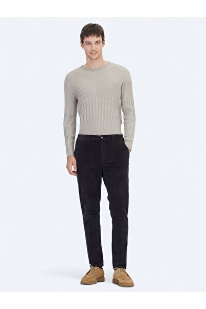 Kip Παντελόνι από βαμβακερό μείγμα σε σκούρο γκρι υφαντό βελούδινο casual